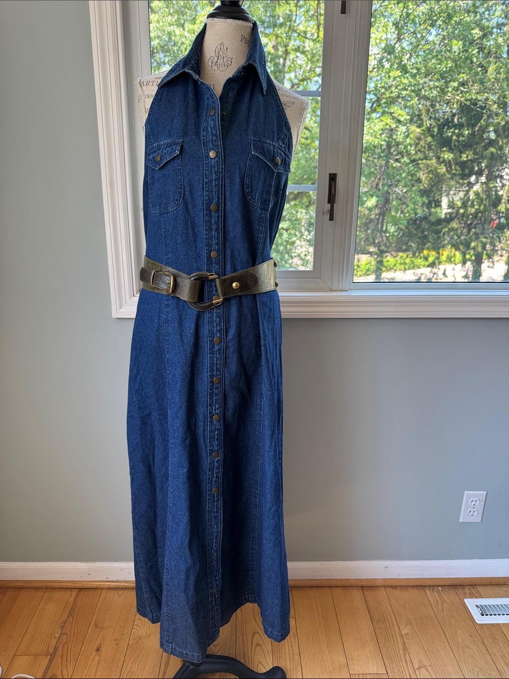 Blue Denim Button-Front Maxi Dress - Picture 3 of 11